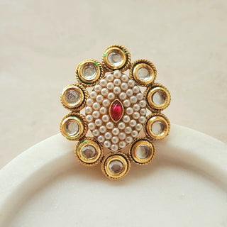 Dierdre White Kundan Adjustable Ring - ECLAT INDIAN JEWELSRingsWhite