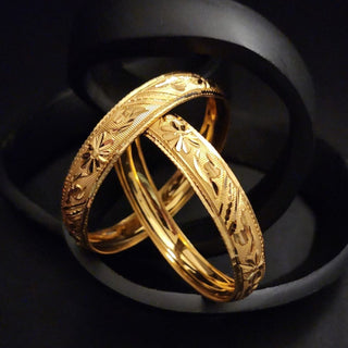 Eden 20k Gold Plated Bangle Set (2.4, 2.6, 2.8 & 2.10 Available) (Pair) - ECLAT INDIAN JEWELSBangle, Kadas & Bracelets2.6