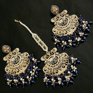 Eden Blue Polki Tikka Set - ECLAT INDIAN JEWELSTikka SetsBlue