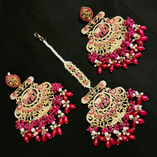 Eden Pink Polki Tikka Set - ECLAT INDIAN JEWELSTikka SetsPink