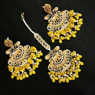 Eden Yellow Polki Tikka Set - ECLAT INDIAN JEWELSTikka SetsYellow