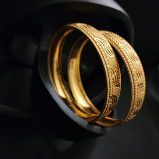 Edith 18k Gold Plated Bangle Set (2.4, 2.6 & 2.8 Available) (Pair) - ECLAT INDIAN JEWELSBangle, Kadas & Bracelets2.6