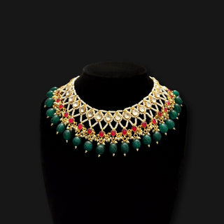 Elana Green Pachi Kundan Necklace - ECLAT INDIAN JEWELSNecklace SetsMulticolour