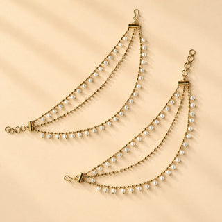 Elara Mehndi Victorian Gold Baahubali Earring Sahara Hair Chains - ECLAT INDIAN JEWELSEarringsGold