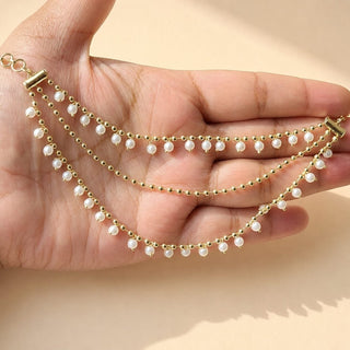 Elara White Gold Baahubali Earring Sahara Hair Chains - ECLAT INDIAN JEWELSEarringsWhite