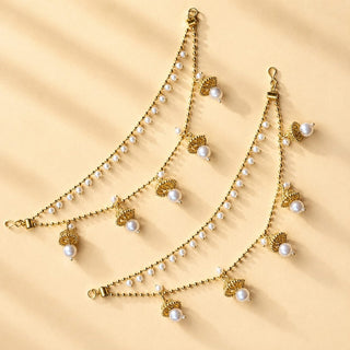 Eliana Antique Gold Baahubali Earring Sahara Hair Chains - ECLAT INDIAN JEWELSEarringsWhite