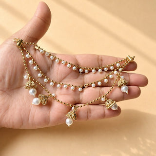 Eliana Gold Baahubali Earring Sahara Hair Chains - ECLAT INDIAN JEWELSEarringsWhite