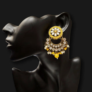 Eliana Yellow Mirror Choker Necklace Set with Tikka - ECLAT INDIAN JEWELSNecklace SetsYellow