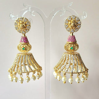 Elina Multicolour CZ Diamond Simulant Jhumka Earrings - ECLAT INDIAN JEWELSTikka SetsMulticolor