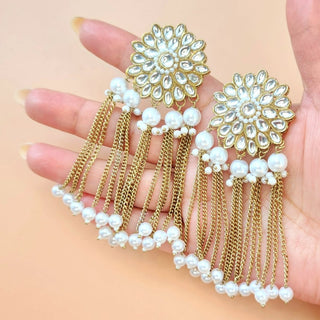 Elisa White Kundan Earrings - ECLAT INDIAN JEWELSEarringsWhite