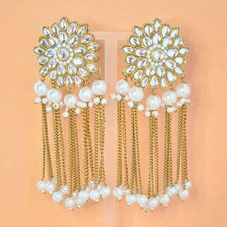 Elisa White Kundan Earrings - ECLAT INDIAN JEWELSEarringsWhite