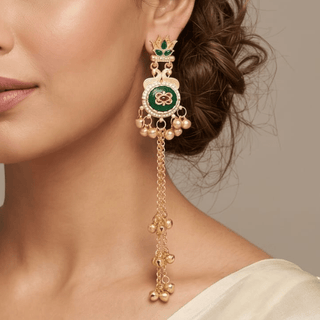 Ella Multicolour Kashmiri Kundan Gold Finish Earrings - ECLAT INDIAN JEWELSKashmiri EarringsMulticolor