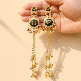 Ella Multicolour Kashmiri Kundan Gold Finish Earrings - ECLAT INDIAN JEWELSKashmiri EarringsMulticolor