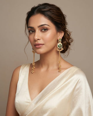 Ella Multicolour Kashmiri Kundan Gold Finish Earrings - ECLAT INDIAN JEWELSKashmiri EarringsMulticolor