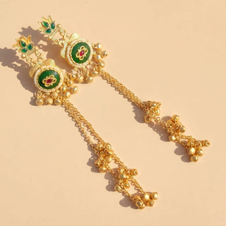 Ella Multicolour Kashmiri Kundan Gold Finish Earrings - ECLAT INDIAN JEWELSKashmiri EarringsMulticolor