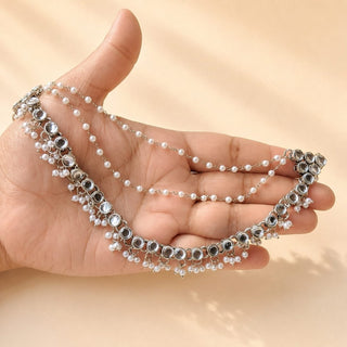 Ella Silver Baahubali Earring Sahara Hair Chains - ECLAT INDIAN JEWELSEarringsSilver
