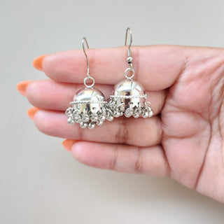 Ella Silver Mini Jhumka Earrings - ECLAT INDIAN JEWELSEarringsSilver