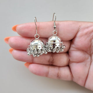 Ella Silver Mini Jhumka Earrings - ECLAT INDIAN JEWELSEarringsSilver