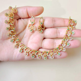 Ellie Multicolour CZ Diamond Simulant Kemp Necklace Set - ECLAT INDIAN JEWELSNecklace SetsMulticolour