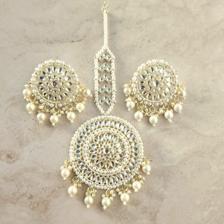 Ellie White Kundan Tikka Set - ECLAT INDIAN JEWELSTikka SetsWhite