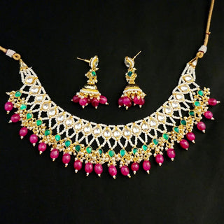 Elly Multicolour Pachi Kundan Necklace Set Luxury Collection - ECLAT INDIAN JEWELSNecklace SetsMulticolour