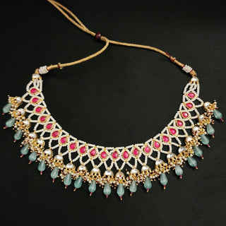 Eloise Multicolour Pachi Kundan Necklace - ECLAT INDIAN JEWELSNecklace SetsMulticolour