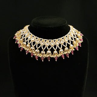 Eloise Pink Pachi Kundan Necklace Set Luxury Collection - ECLAT INDIAN JEWELSNecklace SetsPink