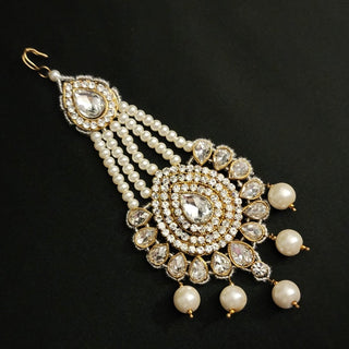 Elsie Oxidised Gold AD Passa - ECLAT INDIAN JEWELSPassa (Jhoomer)White