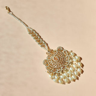 Emerson White Premium Polki and CZ Diamond Tikka Set - ECLAT INDIAN JEWELSTikka SetsWhite