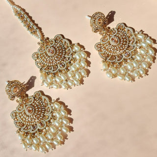 Emerson White Premium Polki and CZ Diamond Tikka Set - ECLAT INDIAN JEWELSTikka SetsWhite