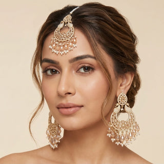 Emma Gold Premium Polki and CZ Diamond Tikka Set - ECLAT INDIAN JEWELSTikka SetsGold