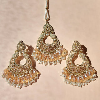 Emma Gold Premium Polki and CZ Diamond Tikka Set - ECLAT INDIAN JEWELSTikka SetsGold
