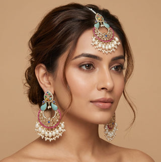 Emma Multicolour Premium Polki and CZ Diamond Tikka Set - ECLAT INDIAN JEWELSTikka SetsMulticolor