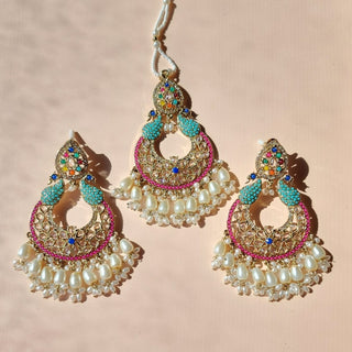 Emma Multicolour Premium Polki and CZ Diamond Tikka Set - ECLAT INDIAN JEWELSTikka SetsMulticolor