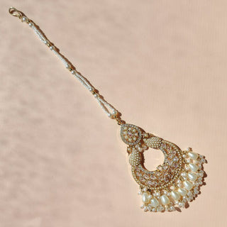 Emma White Premium Polki and CZ Diamond Tikka Set - ECLAT INDIAN JEWELSTikka SetsWhite