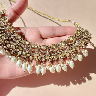 Emmi White Polki Necklace Set with Tikka - ECLAT INDIAN JEWELSNecklace SetsWhite