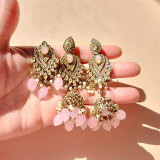 Emmie Light Pink Polki Necklace Set with Tikka - ECLAT INDIAN JEWELSNecklace SetsPink