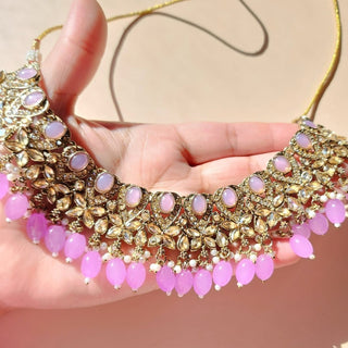 Emmie Light Purple Polki Necklace Set with Tikka - ECLAT INDIAN JEWELSNecklace SetsPurple