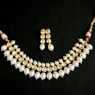 Emmie Pearl Kundan Necklace Set - ECLAT INDIAN JEWELSNecklace SetsWhite