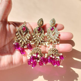 Emmie Purple Polki Necklace Set with Tikka - ECLAT INDIAN JEWELSNecklace SetsPurple