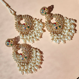 Emmy Multicolour Premium Polki and CZ Diamond Tikka Set - ECLAT INDIAN JEWELSTikka SetsMulticolor