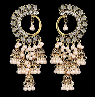 Erica Black Gray Peacock Earrings - ECLAT INDIAN JEWELSEarringsBlack