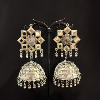 Erika German Silver Jhumka Earrings - ECLAT INDIAN JEWELSEarringsSilver