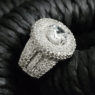 Erika White Solitaire Adjustable Diamond Simulant Ring - ECLAT INDIAN JEWELSRingsWhite