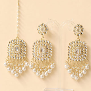 Esme White Kundan Tikka Set - ECLAT INDIAN JEWELSEarringsWhite