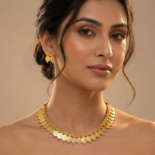 Estelle Temple 22k Gold Plated Necklace Set - ECLAT INDIAN JEWELSNecklace SetsGold