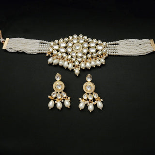 Eva White Kundan Choker Necklace Set - ECLAT INDIAN JEWELSNecklace SetsWhite