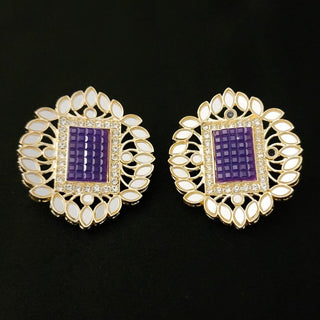 Eve Purple Mirror Stud Earrings - ECLAT INDIAN JEWELSEarringsPurple