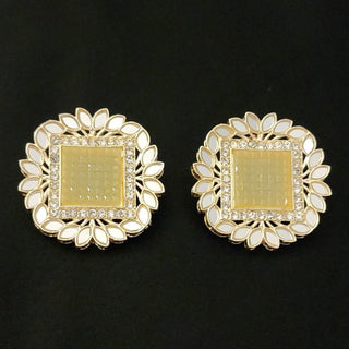 Evelyn Yellow Mirror Stud Earrings - ECLAT INDIAN JEWELSEarringsYellow