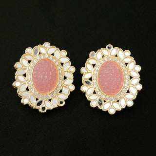 Everly Pink Mirror Stud Earrings - ECLAT INDIAN JEWELSEarringsPink